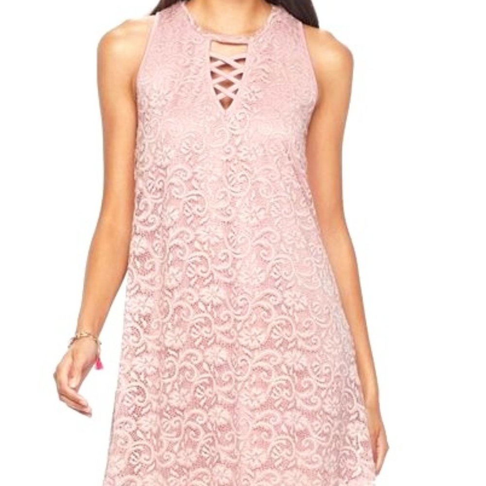JUNIORS PINK LIBERTY LOVE LACE SHIFT DRESS SIZE 2XL